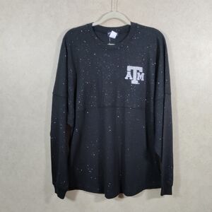 2/$10 05104 Spirit Jersey black cotton sparkle Texas A&M L/S Tee L NWT